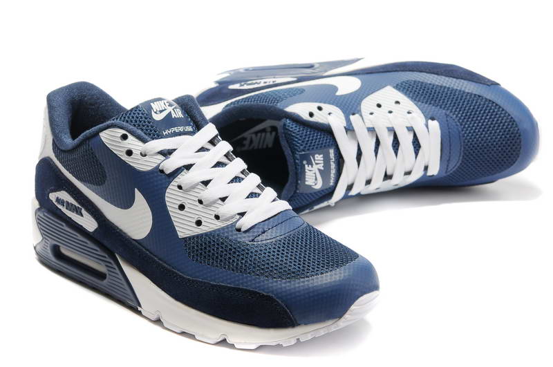 Air Max 90 Hyperfuse fourrure Chaussures Hommes Bleu Blanc (1)